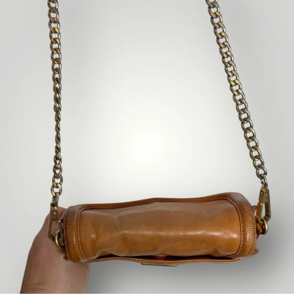 Rebecca Minkoff Mini Crossbody Purse Gold Hardware Chain Link Strap Caramel - Picture 12 of 16